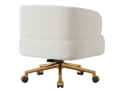 1 Cadeira em tecido chenille - pés de metal dourado - rotação 360° - con 5 rodas - Bege