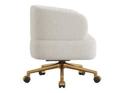 1 Cadeira em tecido chenille - pés de metal dourado - rotação 360° - con 5 rodas - Bege