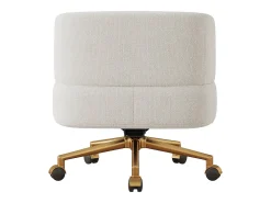 1 Cadeira em tecido chenille - pés de metal dourado - rotação 360° - con 5 rodas - Bege