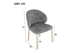 1 Cadeira em tecido chenille - pés de metal dourado - cadeira de toucador - cadeira de jantar - Cinza