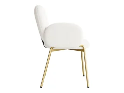 1 Cadeira em tecido teddy - pés de metal dourado - cadeira de toucador - cadeira de jantar - Bege