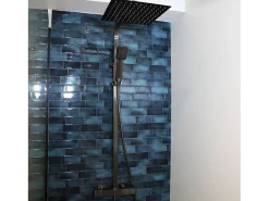 300 Coluna de duche Quartos cinzenta em metal com termóstato Essebagno