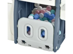 6 em 1 Kids Slide - Com cesto de basquetebol, escorrega, torre de escalada, HDPE (bolas do mar não excluídas) - Azul
