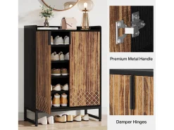 25 Pares de placas para sapatos, Armário Etagere de Grande Capacidade com Estrutura Preta para Entrada