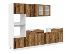 7 pcs armário de cozinha conjunto deriv. madeira Lyon madeira velha