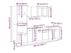 7 pcs armário de cozinha conjunto deriv. madeira Lyon madeira velha