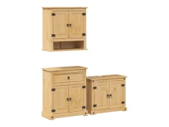 3 pcs conj. de móveis p/ casa de banho Corona pinho maciço
