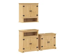 3 pcs conj. de móveis p/ casa de banho Corona pinho maciço