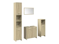 4 pcs conj. móveis casa banho derivados madeira carvalho sonoma