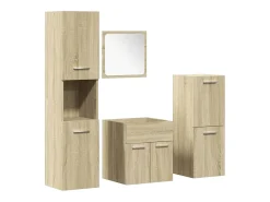 4 pcs conj. móveis casa banho derivados madeira carvalho sonoma