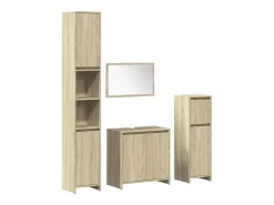 4 pcs conj. móveis casa banho derivados madeira carvalho sonoma
