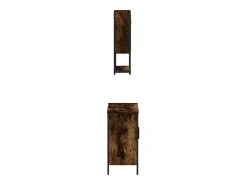 2 pcs conj. móveis casa de banho derivados madeira cor fumado