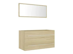 2 pcs conj. móveis casa de banho contrapl. cor carvalho sonoma