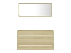 2 pcs conj. móveis casa de banho contrapl. cor carvalho sonoma