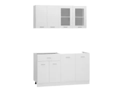 4 pcs conjunto armários de cozinha derivados de madeira Lyon branco