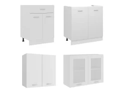 4 pcs conjunto armários de cozinha derivados de madeira Lyon branco