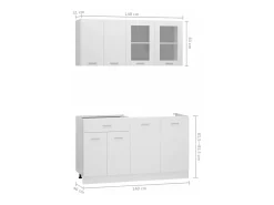 4 pcs conjunto armários de cozinha derivados de madeira Lyon branco