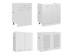 4 pcs conjunto armários de cozinha derivados de madeira Lyon branco