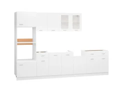 7 pcs conjunto armários de cozinha derivados de madeira Lyon branco