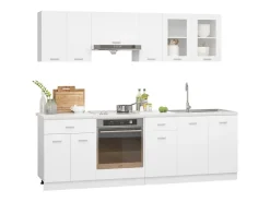 8 pcs conjunto armários de cozinha derivados de madeira Lyon branco