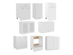 8 pcs conjunto armários de cozinha derivados de madeira Lyon branco