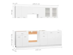 8 pcs conjunto armários de cozinha derivados de madeira Lyon branco