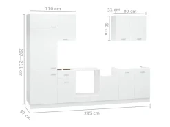 7 pcs conjunto armários de cozinha derivados de madeira Lyon branco