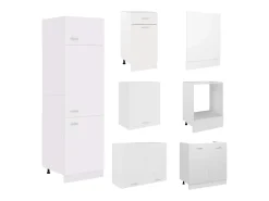 7 pcs conjunto armários de cozinha derivados de madeira Lyon branco