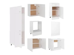 7 pcs conjunto armários de cozinha derivados de madeira Lyon branco