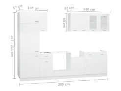 8 pcs conjunto armários de cozinha derivados de madeira Lyon branco