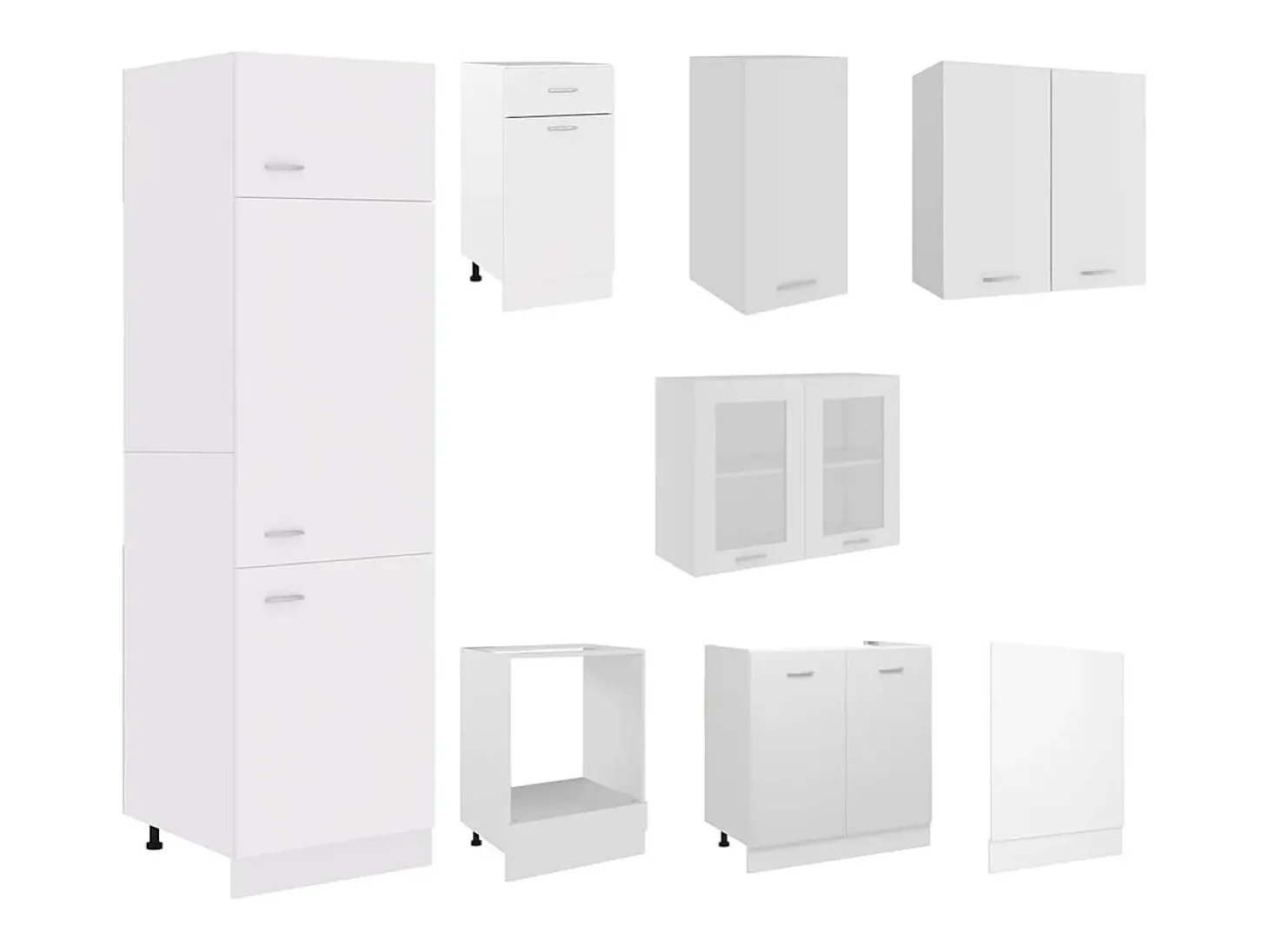 8 pcs conjunto armários de cozinha derivados de madeira Lyon branco