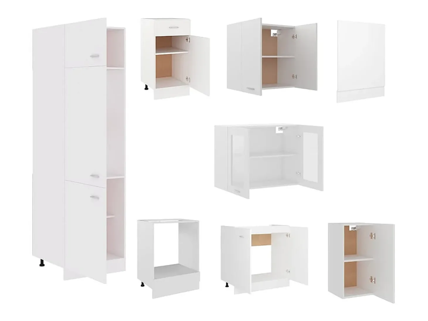 8 pcs conjunto armários de cozinha derivados de madeira Lyon branco