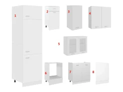 8 pcs conjunto armários de cozinha derivados de madeira Lyon branco