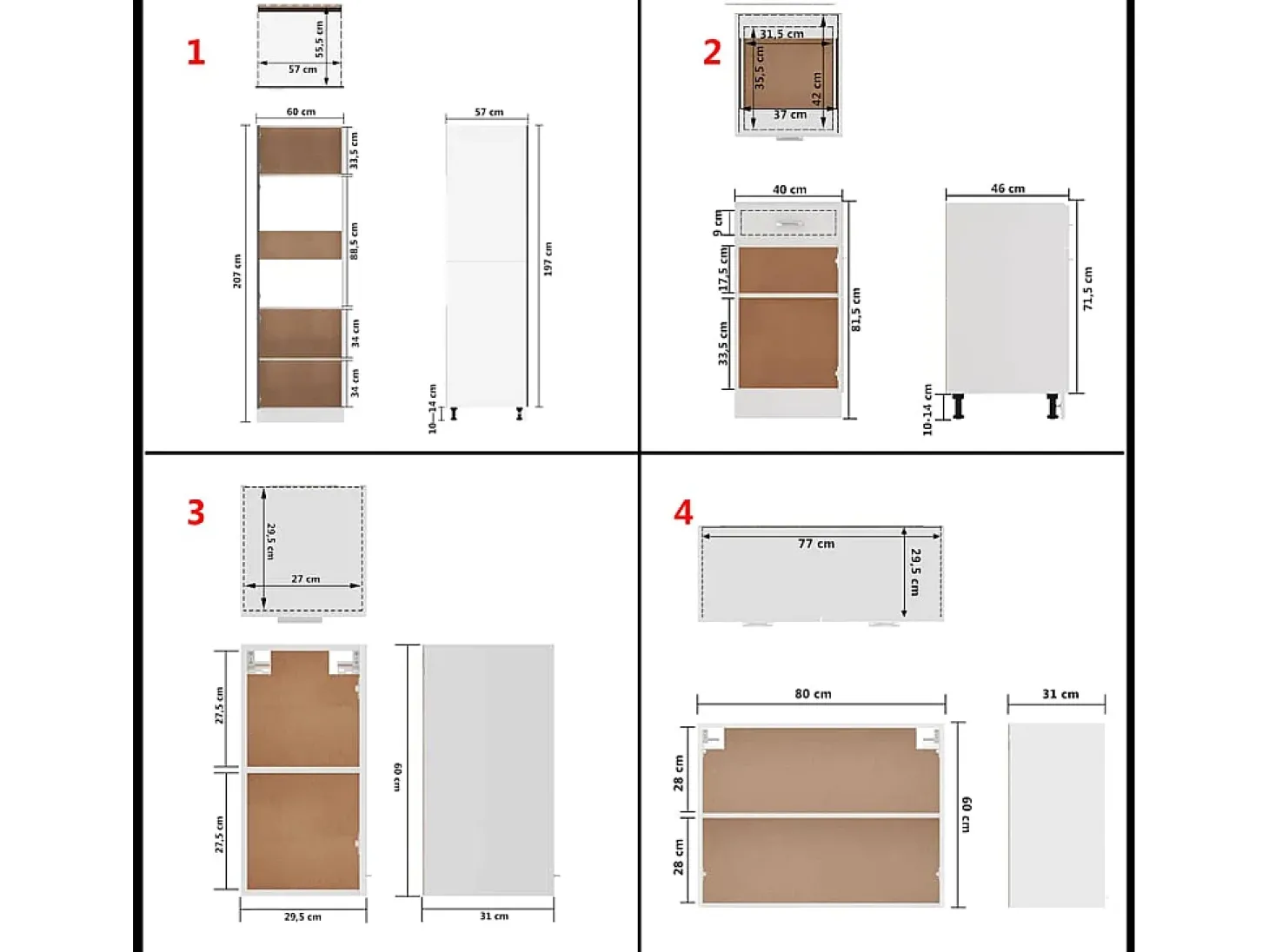 8 pcs conjunto armários de cozinha derivados de madeira Lyon branco