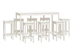 9 pcs conjunto de bar pinho maciço branco