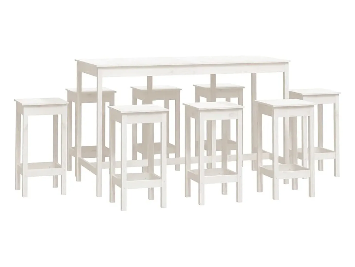 9 pcs conjunto de bar pinho maciço branco