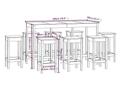 9 pcs conjunto de bar pinho maciço branco