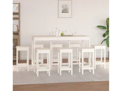 9 pcs conjunto de bar pinho maciço branco