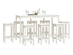 9 pcs conjunto de bar pinho maciço branco