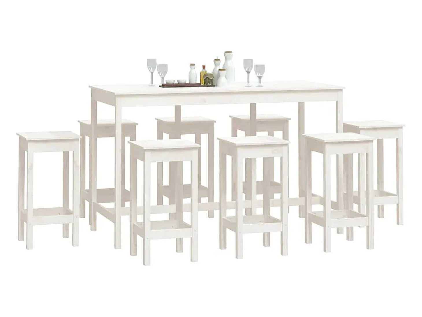 9 pcs conjunto de bar pinho maciço branco