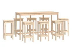 9 pcs conjunto de bar pinho maciço