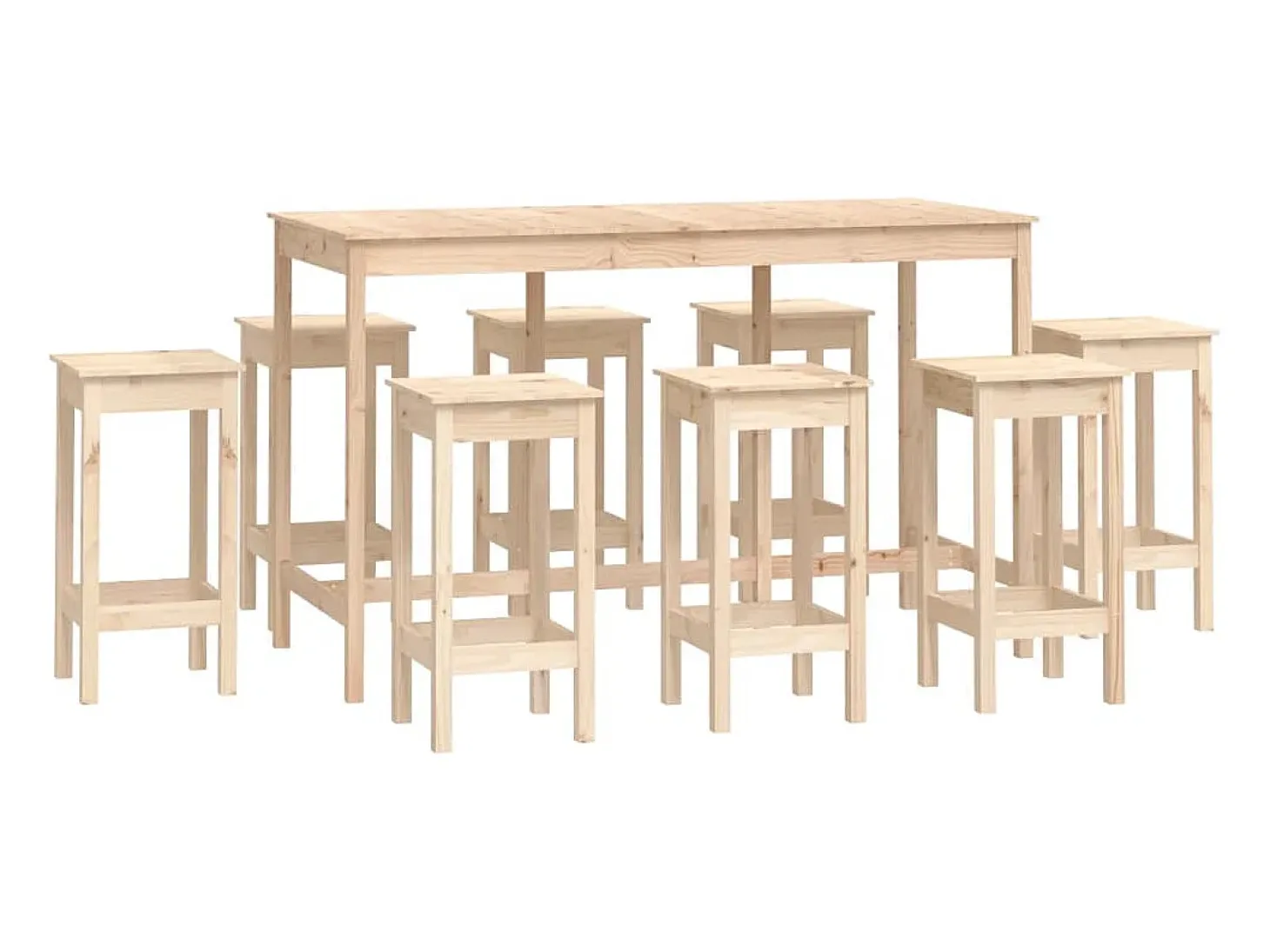 9 pcs conjunto de bar pinho maciço