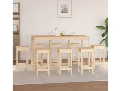 9 pcs conjunto de bar pinho maciço