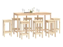 9 pcs conjunto de bar pinho maciço