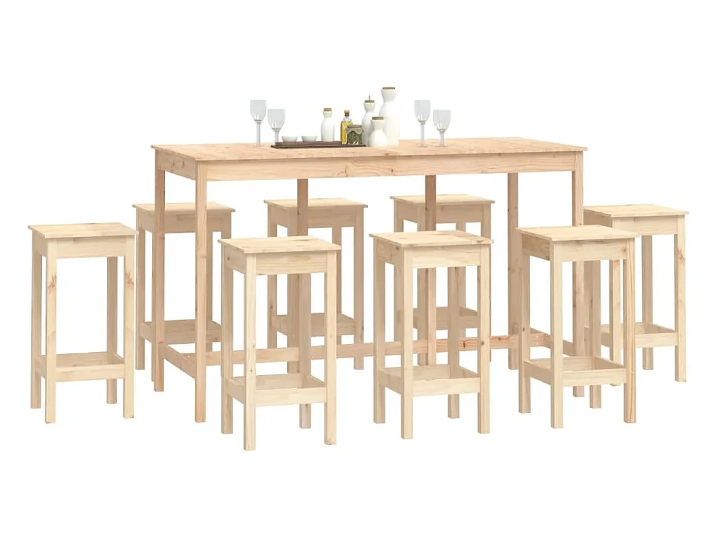 9 pcs conjunto de bar pinho maciço