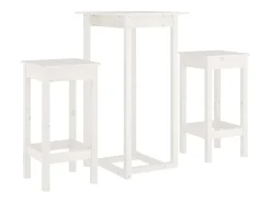3 pcs conjunto de bar pinho maciço branco
