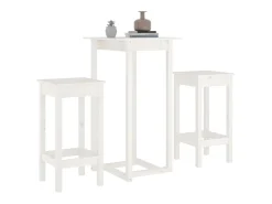 3 pcs conjunto de bar pinho maciço branco