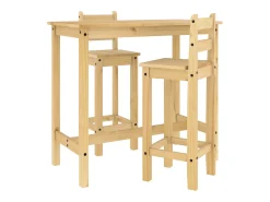 3 pcs conjunto de bar pinho maciço