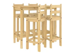5 pcs conjunto de bar pinho maciço