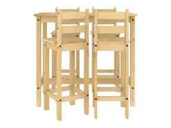 5 pcs conjunto de bar pinho maciço